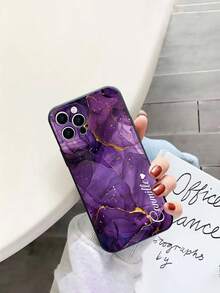 1pc Customized Marble Pattern Heart Text Transparent Anti-Drop Phone Case Compatible With IPhone11/12/13/14/15/16/16pro/16plus/16promax/16e/17/17air/17pro/17promax/S25/S25plus/S25ultras25FE/9/9a/9pro/9proxl, Ideal Gift For Boyfriend, Girlfriend, Parents, Family - Black - View 5