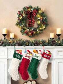 One Personalized Christmas Stocking With Name, Custom Christmas Stocking, Home Christmas Decoration, Christmas Family Gift, Versatile, Durable, Decorative, Exquisite And Lovely, Colorful, Customizable, Personalized, Unique, Personalized Christmas Gift,Christmas Gift Supplies - Multicolor - View 5