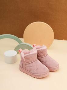 1 Pair Soft & Comfortable Slip-On Solid Color Suitable For Baby Girls, Outdoor Snow, Warm Soft Sole & Soft Surface, Winter