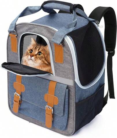 Mochila para Mascotas, Mochila Transportadora para Perros y Gatos 6Kg, Bolsa Plegable Portátil para Mascotas Pequeñas, Gran Espacio Ventana Transpirable, Tela Oxford Protección Articulaciones