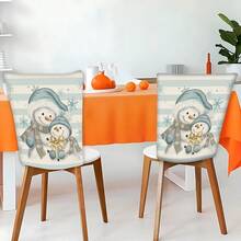 2/4/6pcs Christmas Element Printed Linen Chair Covers, Home Decor, Suitable For Christmas Gifts, Christmas Decoration, Daily Home, Living Room, Dining Room, Garden, Hotel, Washable Polyester Material Chair Seat Cushion Covers - Multicolor - View 3