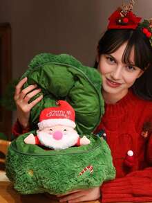 Santa Plush Stuffed Claus In Tree Pillow For Kids Toy And Christmas Tree Plush Pillow Decor The Elk Plush Doll Toys - Cozy Holiday Plushie For Toddlers