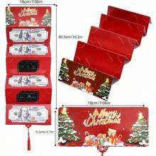 1 Pack Of 10-Slot Christmas Cash Envelope Gift Card Holder - Santa Claus Snowflake Tree Pattern "Merry Christmas" Text Design - Red, Green And Blue Paper Gift Bag, Surprise Greeting Card With Blessings, Suitable Marker Pen - Suitable For Christmas, Birthday, Thanksgiving - Holiday Decoration Style, Durable Material Party Supplies