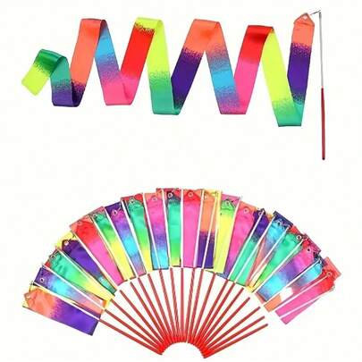 10pcs 2M Colorful Gym Dance Ribbon, Art Gymnastics Ballet Streamer, Wedding Birthday Party Supplies, Bridal Shower Event Party Ribbon