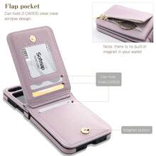 1pc L-Shaped Zipper Folding Screen Phone Case, Suitable For Galaxy Z Flip4 5G, With Ring, Neck Strap, Crossbody, Shoulder Strap, Fashionable, Lightweight, Thin, Foldable, Rear Card Slot, Coin Purse, Cute, Smartphone Protective Case, Adjustable Strap, Shock-Proof, Anti-Drop