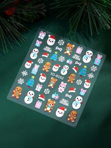 Christmas Santa Claus Nail Stickers 5D Self-Adhesive Snowman Candy Cane Elk Tree Flower Design Nail Art Supplies Winter Xmas Nail Sticker Nail Art For Women Girls DIY Decorations Decor