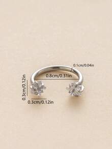 1pc Stainless Steel Nose Ring Stud With Multi-Colour Star Shape Cubic Zirconia In C Curved Bar Design, Unique And Charming Body Piercing Jewelry For Women, Suitable For Party And As Gift For Friends - Silver - View 4