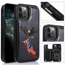 Eagle Flag Patriotic Pattern Faux Leather Wallet Case For IPhone 17/16 Pro Max/15/14/13/12/11/ Galaxy Phone Cases|Slim Shockproof TPU With 3 Card Slots|Gift Idea- Replace Your Wallet - màu đen - Xem 2