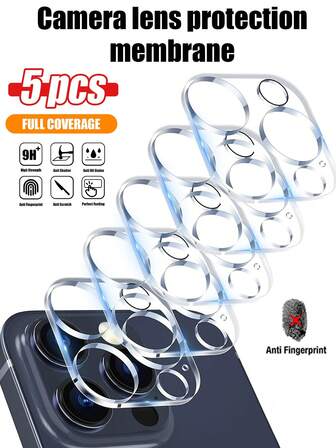 5pcs Camera Lens Tempered Glass Screen Protector, Compatible With IPhone 13/14/15/16/Pro/Pro Max/17/17 Air/17 Pro/17 Pro Max - High Definition Clear Full Coverage Protection
