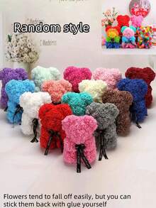 2/1pc, 9.25*15.5inch Rose Bear Figurine Mini Foam Bear Cute Home Decor, Romantic Artificial Flower Design, Suitable For Mother's Day, Father's Day, Graduation, Valentine's Day, Wedding Party, Birthday, Window & Tabletop Decor, Perfect Gift For Family & Friends - Multicolor - View 23