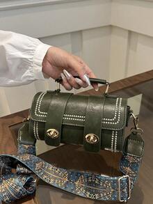 1pc Mini Retro Barrel Handbag For Women, Suitable For Daily Use - Green - View 4