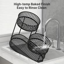 Senmeo 3-Tier Large Capacity Black Metal Fruit Basket With Lid - Rustproof Kitchen Storage For Fruits, Veggies & Snacks - Black - View 5