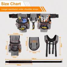 Tool Belt With Suspenders 22 Pockets Tool Bags MultiFunctional Adjustable Waist Tool Belt Heavy Duty Tool Organizer Suitable For Electrician Framers Carpenter Construction Gray Medium - Gray - View 6