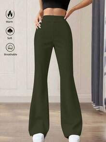 Pantalones rectos de tiro alto acampanados de talla pequeña