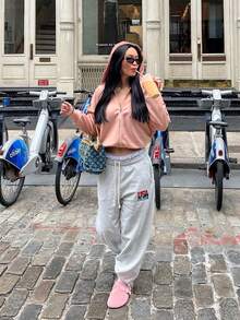 HoloChill Women's Casual Style Bow Tie Loose Fit Long Sleeve Hoodie Sweatshirt, Pink, 2025 Autumn/Winter New Arrival