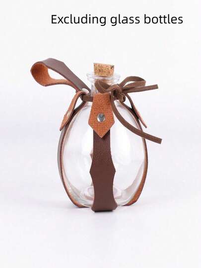 1 Stück mittelalterliches, Renaissance Zubehör, Renaissance Zubehör, Lederhülle für Zaubertrank Flasche in Schwarz und Braun, Cosplay Requisite, Dekorative Wunschflasche, Glasflasche nicht enthalten
