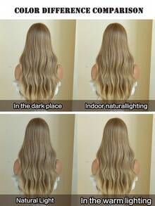 AKAKO 24 Inch Flax Blonde Long Wavy Wig With Curtain Bangs, High Quality Heat-Resistant Fiber Synthetic Wave Curly Hair Wig, Gorgeous Goth Style Costume Wigs For Women Halloween Party Masquerade Ball,Music Festivals & Carnival Use - 亞麻金 - 查看 8