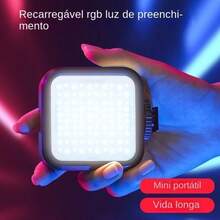 Luz Preenchimento Flashe LED RGB com Clip Iluminador Recarregável Portátil Iluminação Profissional - Multicolorido - Visão 5