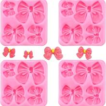 Moldes de silicona con forma de lazo de varios tamaños para pasteles, chocolate, mousse, fondant y decoraciones de horneado - Rosa - Ver 5