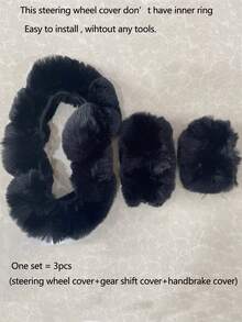 3pcs Plush Cute Car Steering Wheel Decoration Set