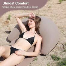 Beach Mat With Inflatable Pillow, Portable Mat, 63X27.6Inch - Khaki - View 3