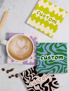 1 Peça Porta-Copos Cerâmico Personalizado com Foto de Casal de Casamento, Porta-Copos de Foto de Casamento Personalizado, Presente para Recém-Casados, Porta-Copos Cerâmico Absorvente, Tapete de Isolamento de Calor para Café, Nome Personalizável e Letras de Natal, Adequado para Bebidas, Chá e Xícaras de Café, Decoração Doméstica e de Restaurante, Presente Essencial de Feriado, Decoração de Natal, Decoração de Casamento, Presente do Dia dos Namorados - Porta-copos redondo - Visão 3