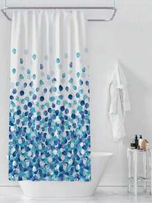 1pc Dot Pattern Waterproof Shower Curtain Home Bathroom Decor Fall Decor Bathroom Accessories Back To School - White - View 13