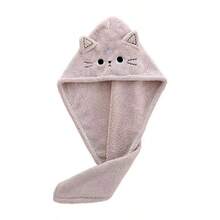 1 pieza Nueva toalla de secado de pelo de felpa de coral con diseño de gato lindo, turbante de secado rápido y súper absorbente, gorro de baño, gorro, unisex con botón, secado altamente eficiente, sin pelusas, inodoro, ideal para mujeres, regalo de Navidad, Día de San Valentín, Acción de Gracias, decoración del baño del hogar, toallas de ducha de regreso a la escuela para salón de belleza, hotel, deportes, artículos esenciales del hogar