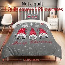 2/3pcs Christmas Gnome Cartoon Bed Comforter Set, Duvet Cover Bed Sheets Set -Bedding Set, With 1 Duvet Cover And 1-2 Pillowcases, King-Size Bedspread, Soft Skin-Friendly Polyester, Machine Washable, Dry Clean,Suitable For Room/Bedroom/Home Decoration.