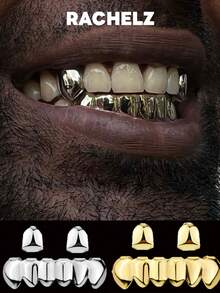 3 قطع من الغرلز بطراز بانك لامع، غرلز أسنان بسطح ناعم، إكسسوارات مجوهرات يونيسكس كهدية