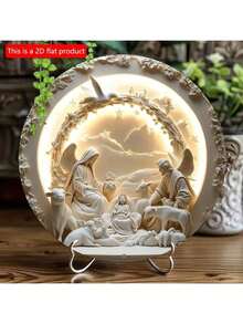 1 pieza Decoración de pared colgante de escena de nacimiento clásica de metal - Decoración de metal vintage multiusos de 8x8 pulgadas, adecuada para bar, cocina, café, hogar, sala de estar, oficina, decoración de fiesta, regalo de Navidad - No se requiere electricidad, posiciones de agujeros aleatorias