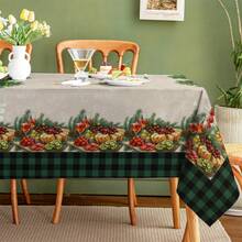 Față de masă cu fructe în carouri de Crăciun, 1 buc/10 buc, potrivită pentru cină și picnic, față de masă impermeabilă și ușor de curățat pentru petrecere la masă, decor dreptunghiular pentru casă pentru masă, bar, masă de cafea, picnic în aer liber, terasă la restaurant, decor pentru petrecere, cadou pentru sărbători, utilizare în interior și exterior, disponibilă în mai multe dimensiuni