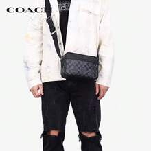 COACH Graham 23 Men's Camera Bag, Metal Pendant Canvas Patchwork Small Square Bag, Crossbody Bag, Medium Size Commuter Bag C4149 QBMI5, Luxury - Black - View 6