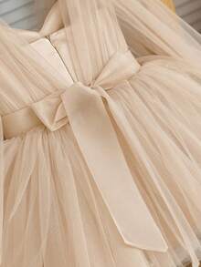 Baby Girls' Sleeveless Tulle White Dress, Elegant Princess Party Dress, Suitable For Baby's 1st Birthday, Wedding, Banquet, Party, Special Occasion