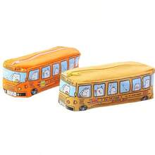 1 hộp đựng bút chì vải canvas hình xe buýt trường học hình chú chó dễ thương, dung tích lớn, túi đựng bút chì họa tiết xe buýt trường học đáng yêu, túi đựng đồ dùng học tập cho học sinh có lớp lót - Nhiều màu - Xem 7