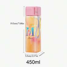 1pc Customized Cold Water Cup, Personalized Blue Letter Name Square Water Cup, Milk Tea Coffee Juice Cup, Portable Sports Water Bottle, Multi-Color PC Plastic Cup, Suitable For Men And Women, Outdoor Sports, Travel, Picnic, Birthday, Holiday Personalized Gift,Chic Design - Multicolor - View 3