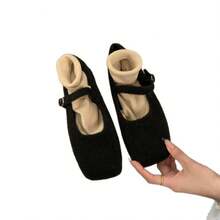 Zapatos Mary Jane Versátiles de Estilo Retro Francés para Mujeres, Otoño e Invierno 2025 Nuevos Zapatos de Alta Gama con Peluche - Negro - Ver 6