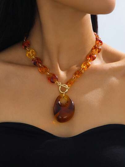 1 colar com pingente de corrente de nariz de porco geométrico vazado, vintage e boêmio, para mulheres, adequado para presentes, festas, banquetes e uso diário