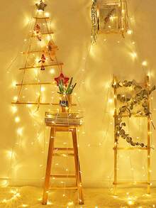 1 Set 5M 50 LED Fairy Lights, Battery Powered (Batteries Not Included), Suitable For Indoor Wall Decor, Wedding Party, Outdoor Garden Tree, Camping Decoration - Clear - View 5