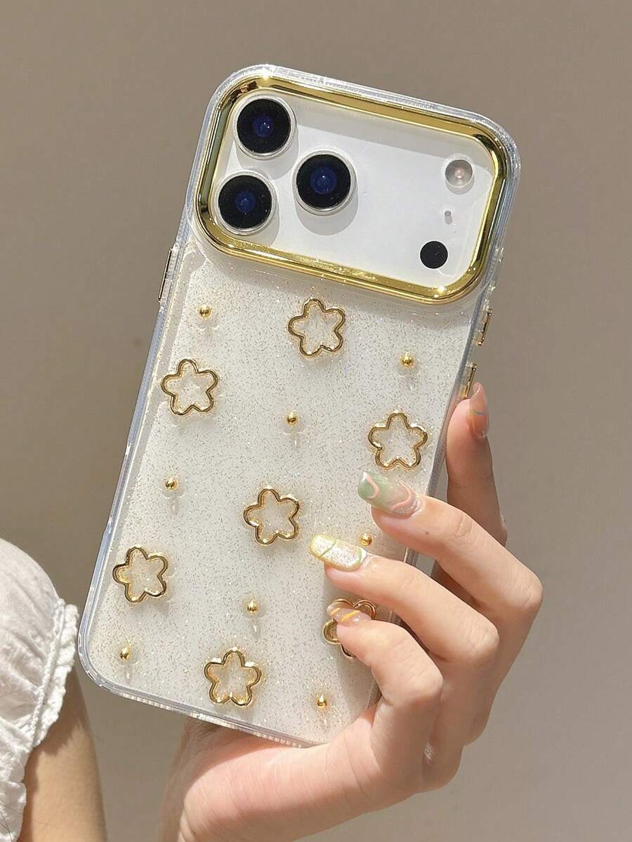 Étui de téléphone en métal ajouré en forme de cœur avec nœud papillon pailleté 3D, compatible avec 17 Pro Max 16 15 14 13 12 Pro Max Plus 11. Couverture transparente époxy antichoc mignonne pour femmes.