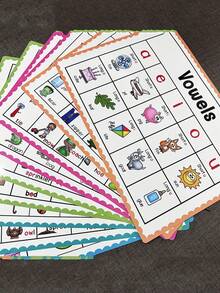 10pcs English Phonics Learning Posters, Natural Reading Instruction Word Cards, Classroom Posters For Early English Education
