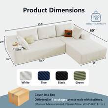 96" Modern Minimalist Modular Cloud Sectional Sofa Furniture - Compressed L-Shape Sectional Couch W/ Chaise Lounge, Corduroy Fabric & High-Density Foam, No Assembly Deep Seat Upholstered Sofa For Living Room (Sofa De Sala), Bedroom - 黑色右向躺椅 - 查看 6