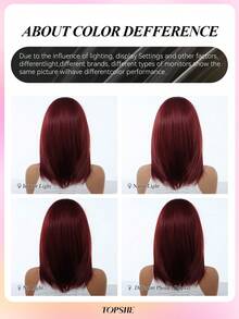 TOPSHE 14 Inch Elegant Rose Net Cap Wig, High Temperature Fiber, Layered Heat Resistant Synthetic Braided Wig, Suitable For Daily Wear, Parties, Cosplay - Wine Red - Burgundy - View 8