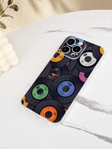 1PC Funda de teléfono con diseño de discos de vinilo retro, estilo minimalista, protector contra caídas, carcasa transparente de alta transparencia, compatible con iPhone16/15/14/13/12/11/Pro/ProMax, compatible con Galaxy A34/A35/A54/A55,Galaxy S20/S21/S22/S23/S24 Ultra/Plus, compatible con Moto/Galaxy/Redmi/Honor/OPPO, agarre cómodo, regalo festivo para amigos, novia, novio, familia - transparente - Ver 8