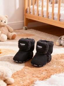 Fleece Infant Booties, Warm Cozy Infant Slippers, Stay On Sock Shoes, Easy To Put On, Unisex Infant Gifts, Soft Non-Slip Adjustable Newborn Boots For Boys And Girls