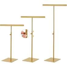 SHUNKAIZS Soporte de joyería para collar soporte de exhibición para bolso 2 soportes de exhibición de acero inoxidable altura ajustable para collares pulseras bolsa dorado - Dorado - Ver 5