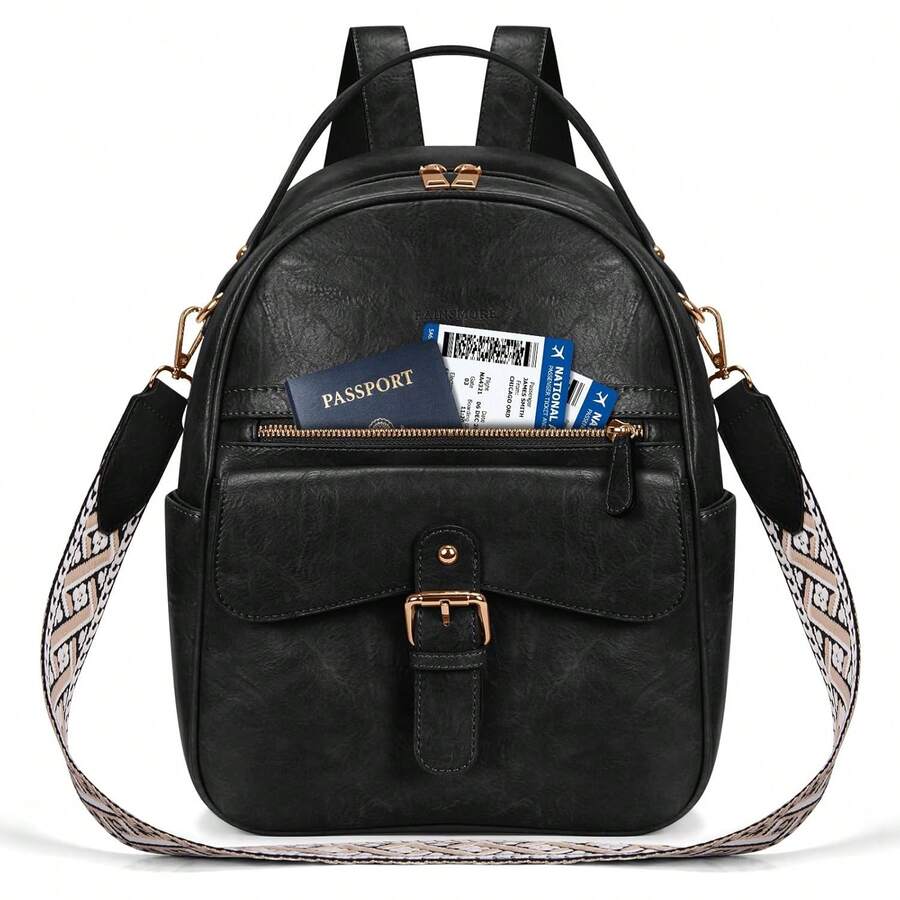 TendenciaRAINSMORE Mochilas para Mujer Pequeñas Mochila Antirrobo Cuero Mochila Monedero para Mujer Impermeable Mochila Informal De Moda Convertible Bolso de Hombro para Viajes Trabajo UniversidadCalidad premium - beige y marrón - Ver 1