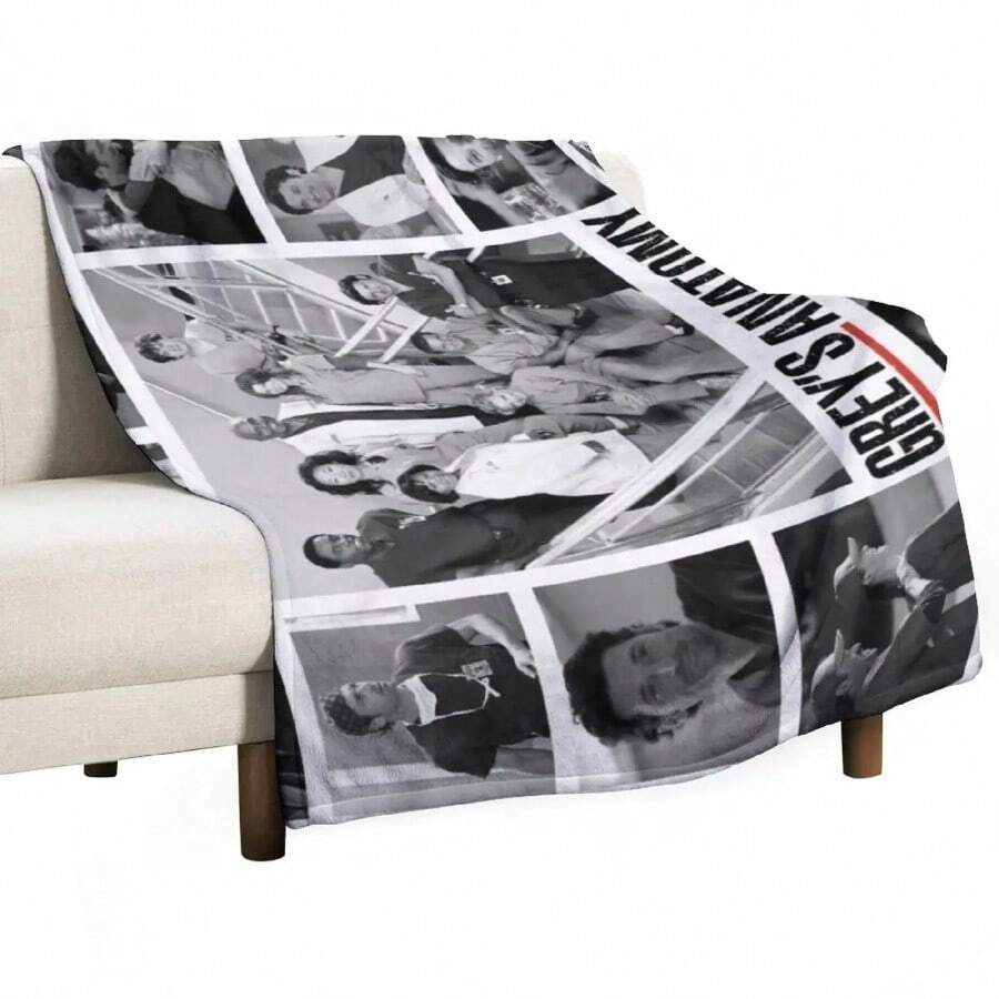 Gray Collage Throw Blanket For Sofa, Luxurious, Thin, Heavy.Jpg - White - View 1