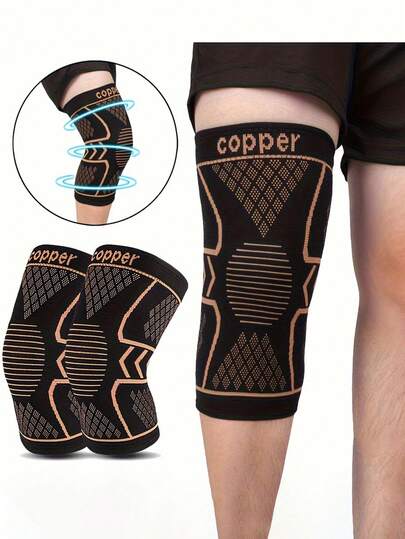 2 buc genunchiere cu ioni de cupru, potrivite pentru baschet și sport - genunchiere elastice și respirabile, adoptând un design de compresie, benzi antiderapante și tehnologie din fibră de cupru, îmbunătățesc stabilitatea articulațiilor și relaxează genunchii, material cu elasticitate medie.