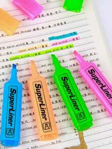 4/6pcs Color Highlighter Pen, Marking Pen, Wake-Up Pen, Color Marker Pen, Oblique Head Fluorescent Label Pen